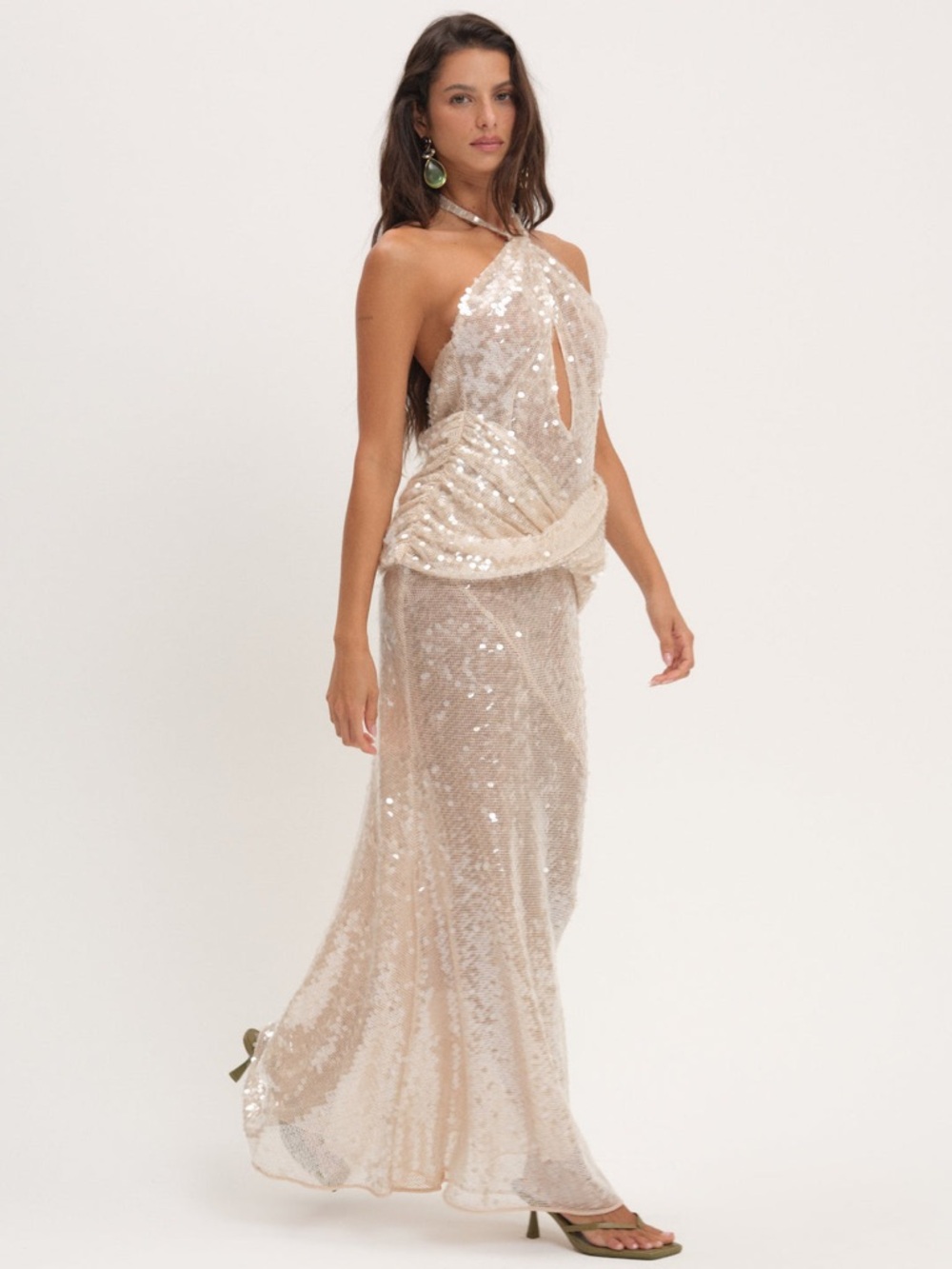 For Love and Lemons Sydney Sequin Maxi Dress Size Small